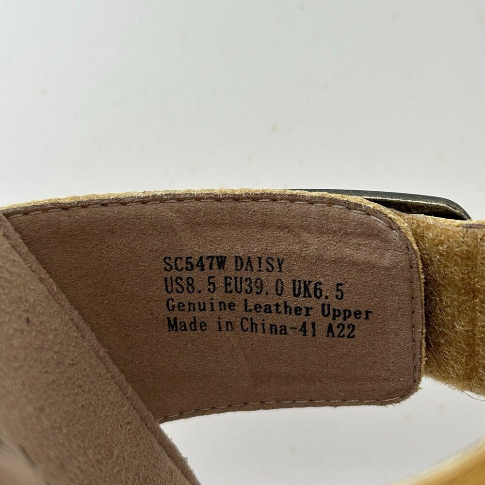 Aetrex Daisy Sandals Women Sz 8.5 Yellow Gold Leather Comfort Arch Slide Slip On - Picture 6 of 11